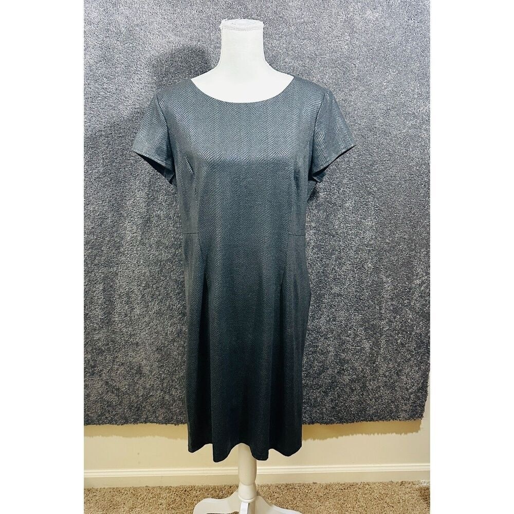 Chico's Gray Midi Metallic Dress Size 12